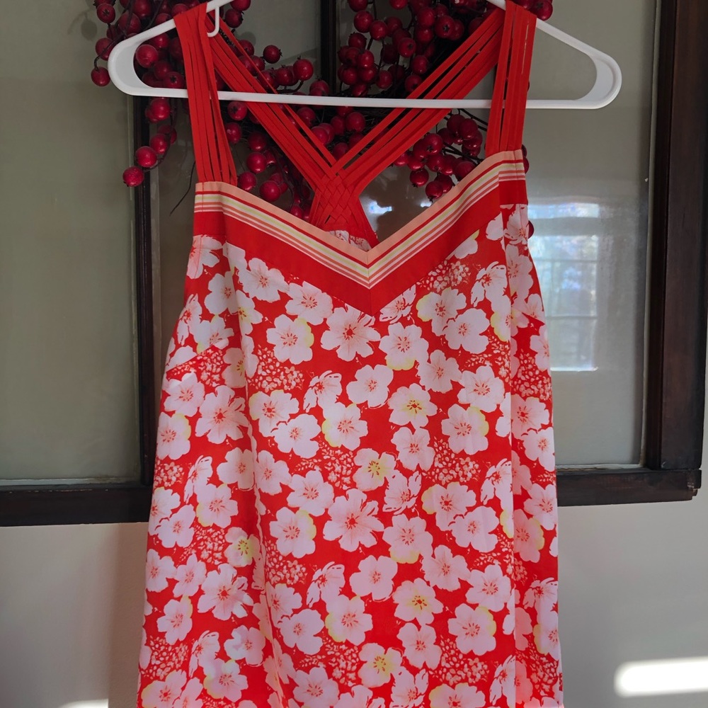 Red floral tank top